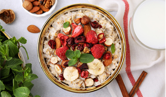 Bowl of Oatmeal with Strawberries